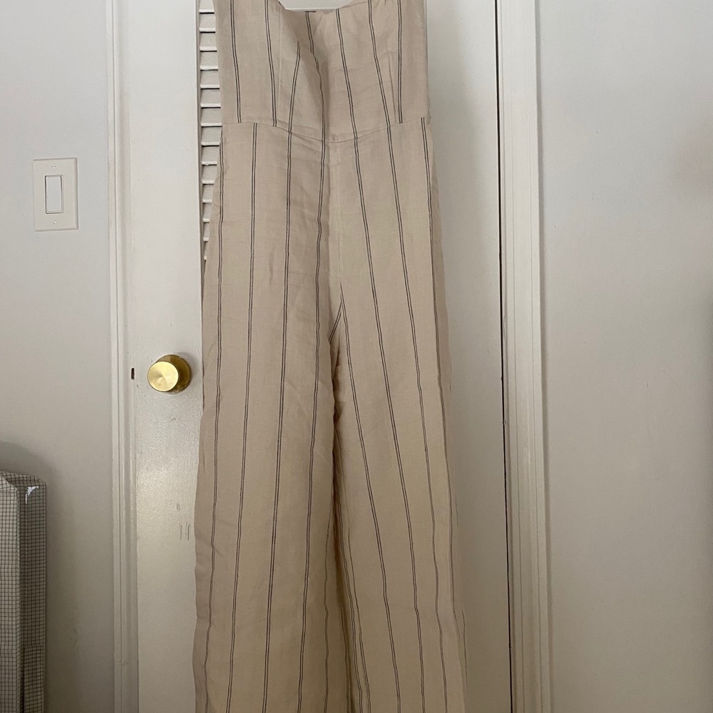 Reformation Linen Romper Striped